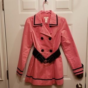 Pink & Black Belted Trench Coat